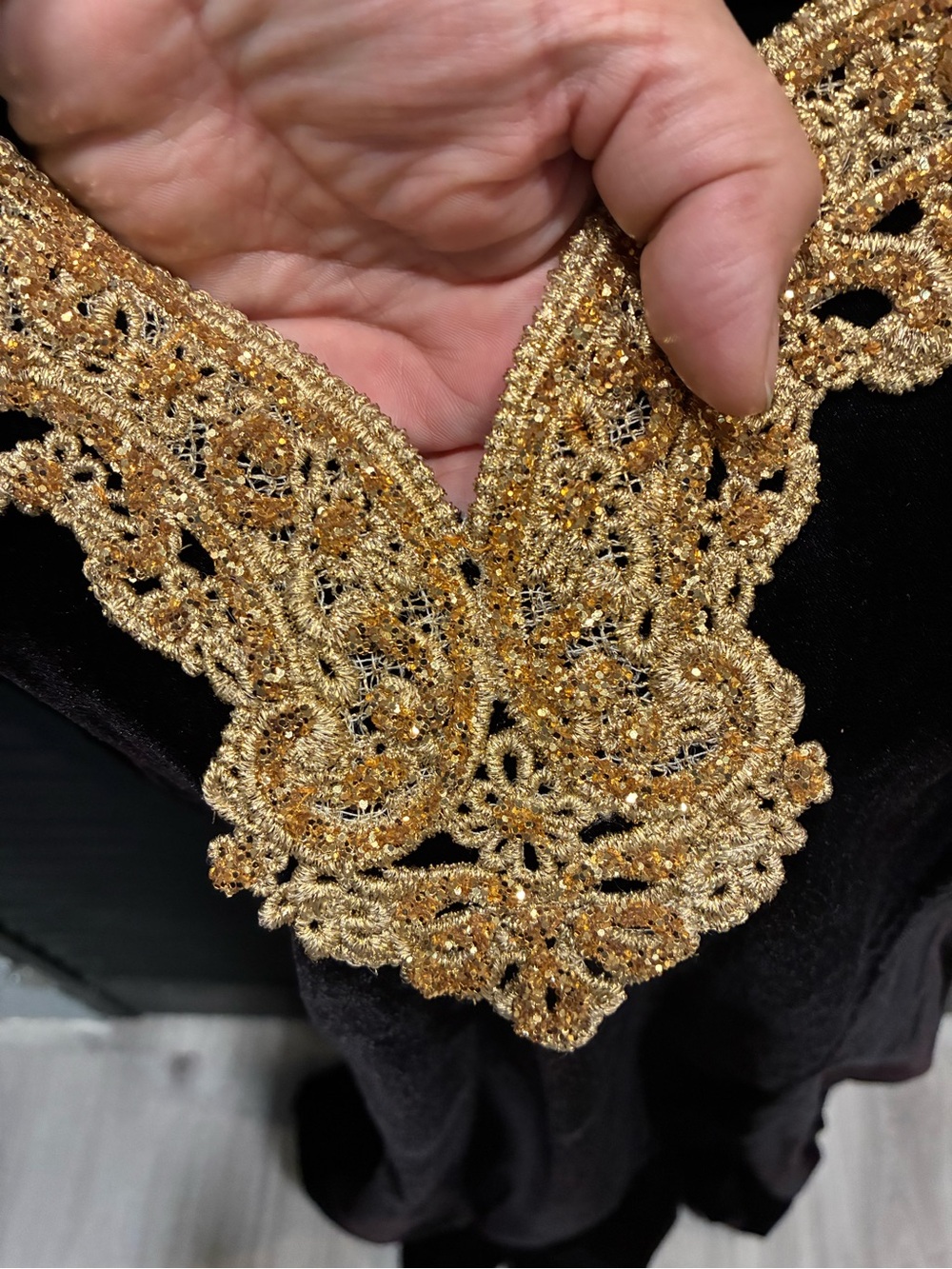 Speed Brand Vintage 80s Black Velvet Gold Beaded Party Prom dress - Picture 13 of 16